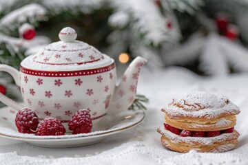 Poster - Cozy winter tea time with pastries