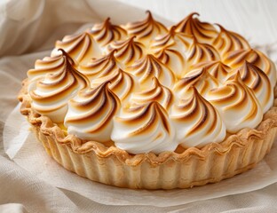 Wall Mural - Delicious lemon meringue pie with swirled topping