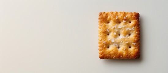 Leinwandbilder - Copy space image of a salt cracker on a plain background for design or text insertion.
