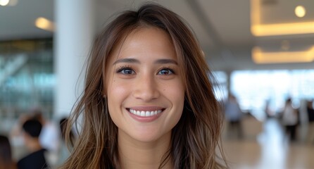 Sticker - Smiling woman with long brown hair