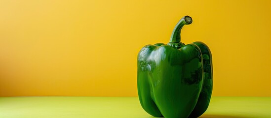 Leinwandbilder - Green pepper on pastel background, close up  Food  Isolated. with copy space image. Place for adding text or design