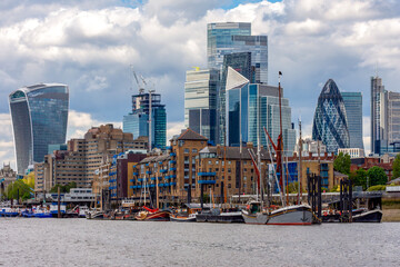 Wall Mural - City of London skyscrapers and Thames river, London, UK