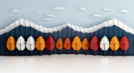 Poster - Autumn mountain landscape with colorful trees