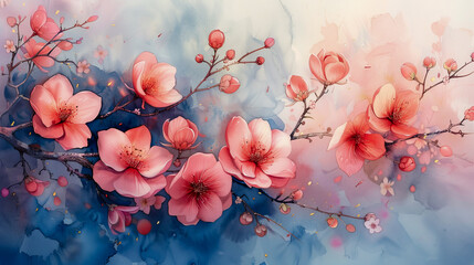 Wall Mural - Gentle floral splendor: watercolored flowers in pastel colors