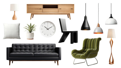 Wall Mural - Modern furniture png element set, transparent background