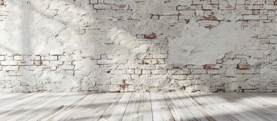Poster - Brick wall texture with plastering is suitable as a background or wallpaper and offers copy space for text in the image.