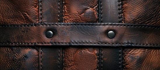 Aufkleber - A dark leather stripe against a leather backdrop with copy space image.