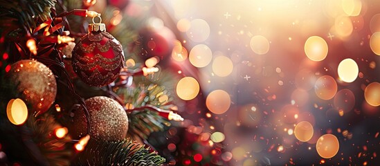 Fototapete - Festive background with selective focus for New Year celebrations. Ideal for a copy space image.