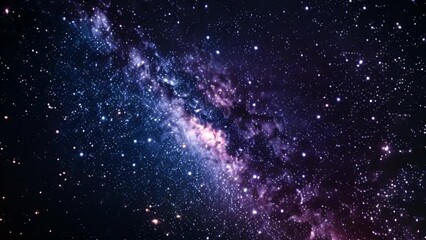 Wall Mural - This dark blue night sky with a bright Milky Way galaxy and stars.