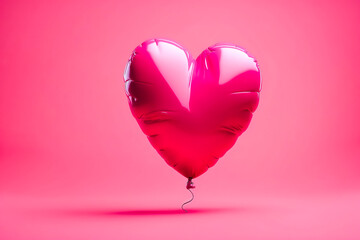 Canvas Print - Pink Heart Balloon on Pink Background