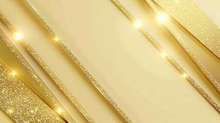 Wall Mural - abstract 3d template on a soft yellow background, featuring sparkling gold lines arranged diagonally