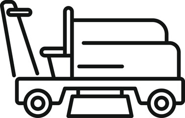 Sticker - Line icon of a street sweeper cleaning machine using modern technology