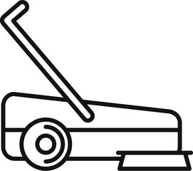 Sticker - Black outline style icon representing a lawn mower machine for cutting grass