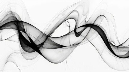 Wall Mural - Smooth black and white wave pattern with flowing lines on a white background