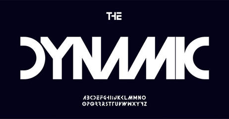 Leinwandbilder - Dynamic futuristic typography font design. Sleek modern minimal letters with cutouts for tech logos, EDM posters, cyberpunk themes, racing sports brands. Contemporary typographic. Vector typeset