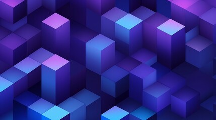 Wall Mural - Abstract Purple And Blue Cube Pattern, neon