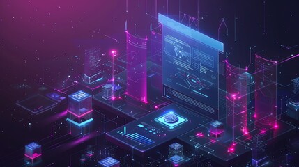Wall Mural - Blockchain web3 cryptocurrency powerpoint introduction artwork