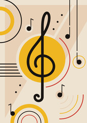 Wall Mural - poster with musical notes. placard design in creative flat style.
