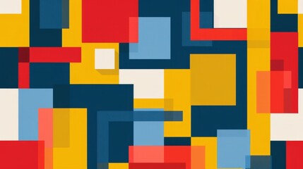 Wall Mural - Abstract Geometric Pattern With Red, Yellow, Blue, and White Squares, background, retro vintage