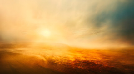 Wall Mural - A blurry image of a beach with a sunset in the background