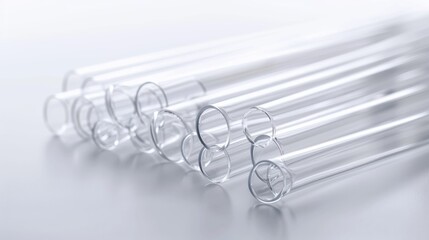 Wall Mural - clear glass test tubes on white background for medical and laboratory use