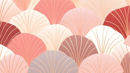 Sticker - Abstract Pink And Gold Fan-Shaped Pattern Background, retro style illustration