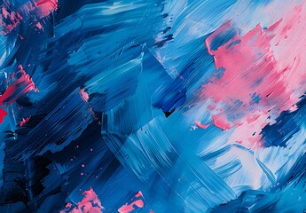 Wall Mural - Abstract Blue Pink Brushstroke Painting