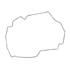 Sticker - North Macedonia country simplified map.Thin triple pencil sketch outline isolated on white background. Simple vector icon