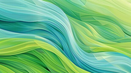 Abstract background with flowing, translucent waves in shades of green and blue, creating a dynamic and fluid effect