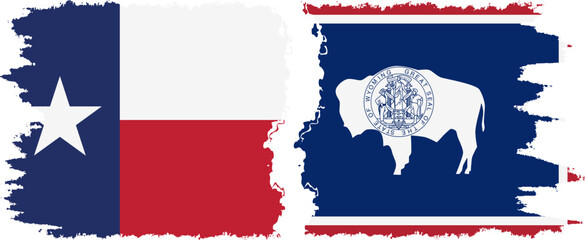 Wall Mural - Wyoming and Texas states grunge brush flags connection vector