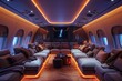 © cloud7days - Interior view of an airplane cabin with comfortable seating.
