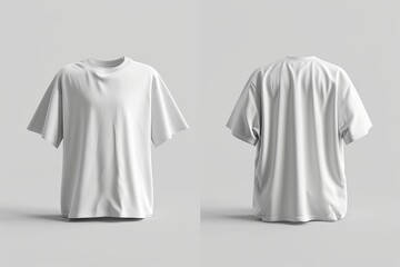 Wall Mural - Oversized t-shirt mockup in front, side and back views, design presentation for print
