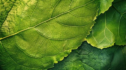 Sticker - Green leaf texture background with text space