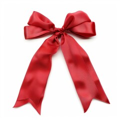 Wall Mural - Red Ribbon Tied to White Background