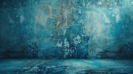 Sticker - Textured concrete wall with blue abstract background