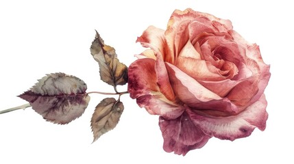 Wall Mural - Rose with vintage style isolated on white