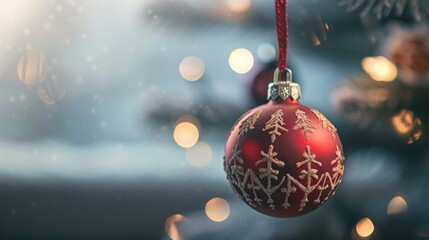 Poster - Close up view of Christmas tree ornament blank space