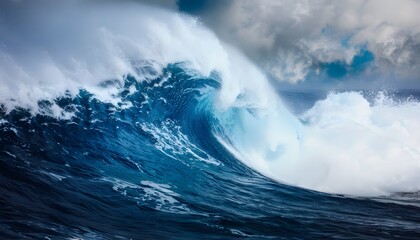 Poster - Huge Ocean Wave Breaking In Blue Water