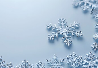 Poster - Silver Snowflakes on Light Blue Background