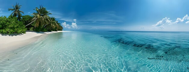 Wall Mural - Panoramic View of Pristine Maldives Beach