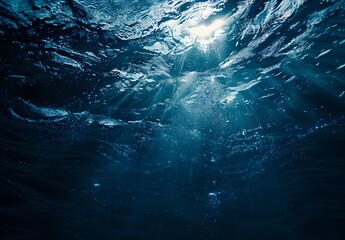 Canvas Print - Sunlight Beams Through Deep Blue Ocean Water