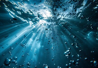 Canvas Print - Sunlight Beams Through Underwater Bubbles