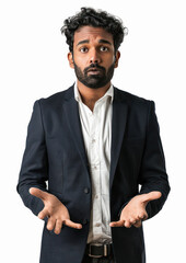 Sticker - young indian businessman standing on white background