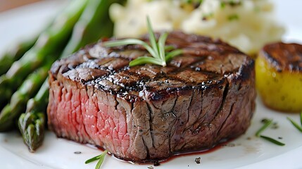 Grilled Steak with Asparagus and Rosemary