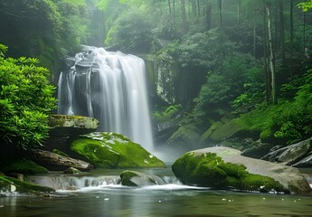 Canvas Print - Great Smoky Mountains Waterfall Landscape