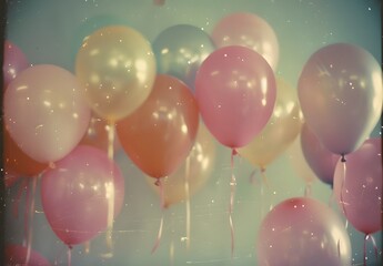 Wall Mural - vintage pastel balloons birthday party