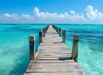 Wall Mural - Wooden Pier Extending into Turquoise Waters