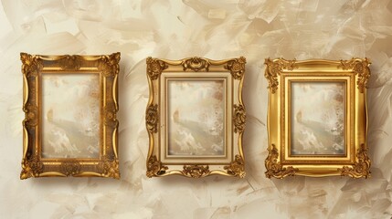 Poster - Vintage style photo frame set with space for text or photo