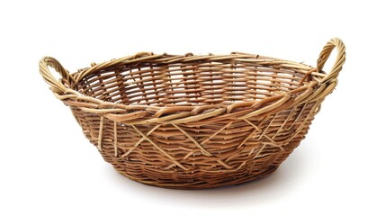 Poster - Handmade wicker basket isolated on white background