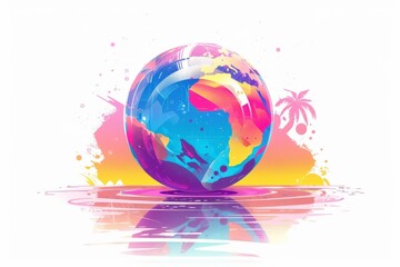 Vibrant Earth with Dynamic Fluid Colors in Digital Art